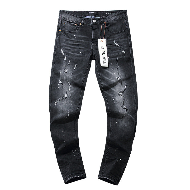 American High Street Hole & Patch Trendy Retro Straight Jeans