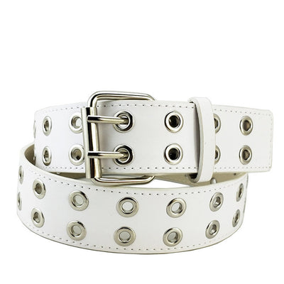 Eyelet Belt Punk Double Row Pin Buckle Belt