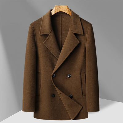 Handmade Double-faced Woolen Goods Wool Overcoat Short Double Breasted Coat