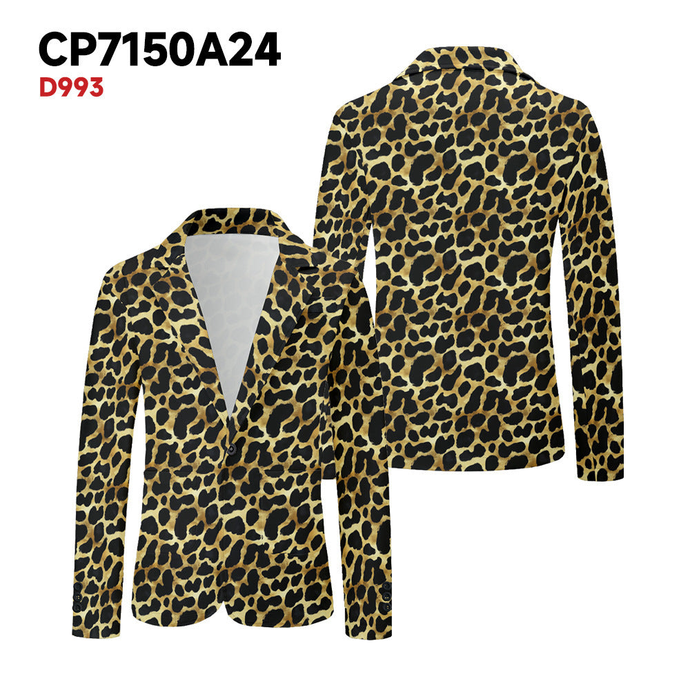 3D Color Matching Pattern Printed Suit Jacket