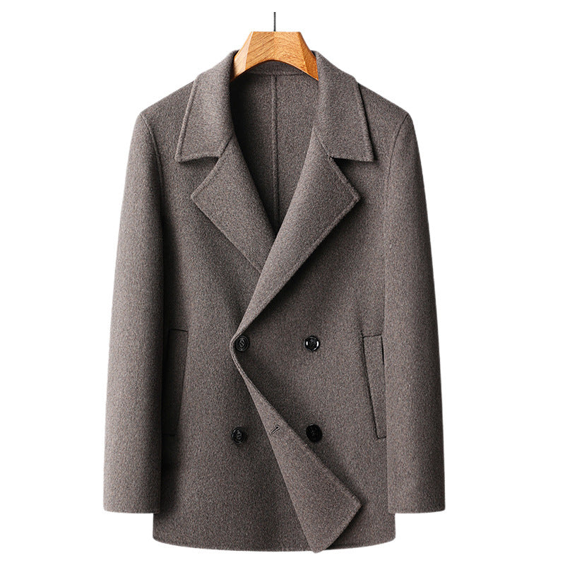 Handmade Double-faced Woolen Goods Wool Overcoat Short Double Breasted Coat