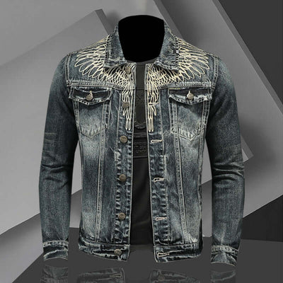 European And American Denim Top Casual Retro Slim Street Polo Collar Jacket