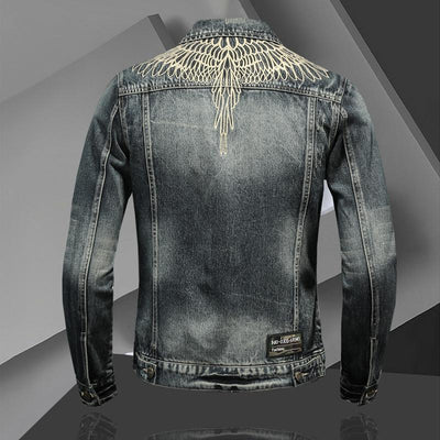 European And American Denim Top Casual Retro Slim Street Polo Collar Jacket