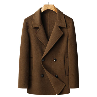 Handmade Double-faced Woolen Goods Wool Overcoat Short Double Breasted Coat