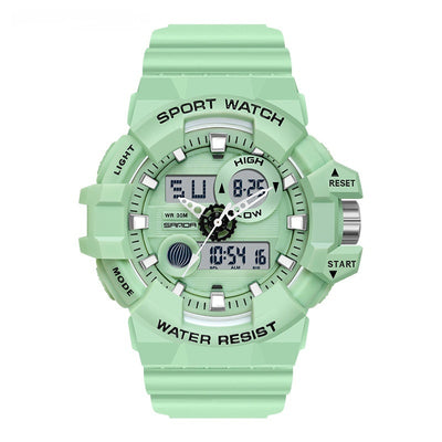 Trendy Sports Electronic Watch Fashion Double Display Large Dial Luminous Waterproof Unisex