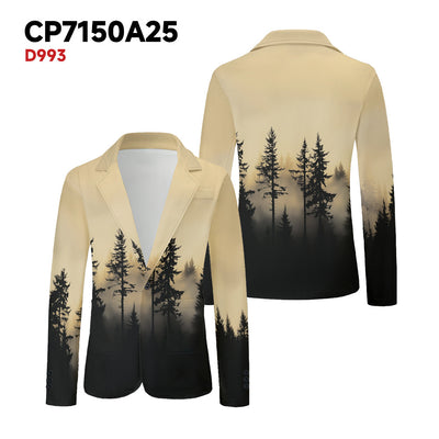 3D Color Matching Pattern Printed Suit Jacket